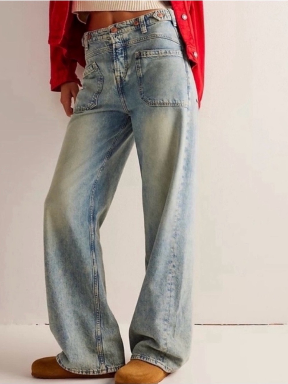 We The Free NWOT Palmer Cuffed Jean In La La Land Wide Leg Sz.32 Baggy Grunge